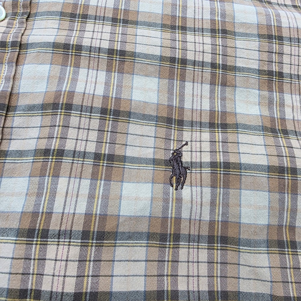 Ralph Lauren Blake Shirt Mens XL Tan Brown Plaid Long Sleeve Button Down Cotton - Picture 7 of 12